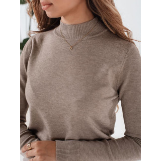 Ženski pulover z ovratnikom bež barve MY2484