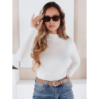 Ženski bel pulover z ovratnikom MY2485