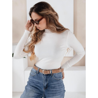 Ženski bel pulover z ovratnikom MY2485