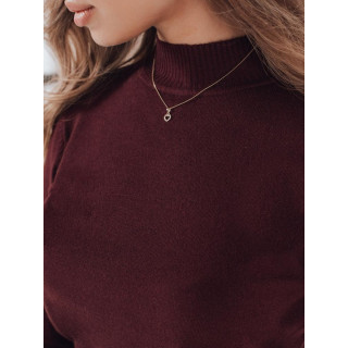 Ženski pulover z ovratnikom v bordo barvi MY2480