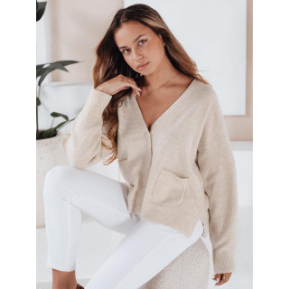 Ženski pulover z gumbi, ekru barva MY2510