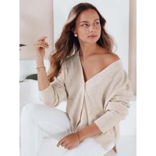 Ženski pulover z gumbi, ekru barva MY2510