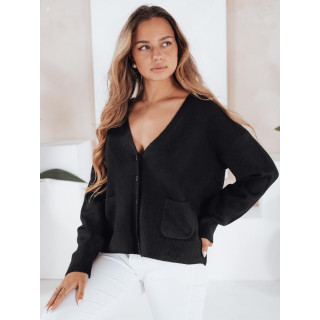 Ženski črni pulover z gumbi MY2508