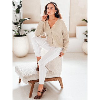 Ženski pulover z gumbi v bež barvi MY2511