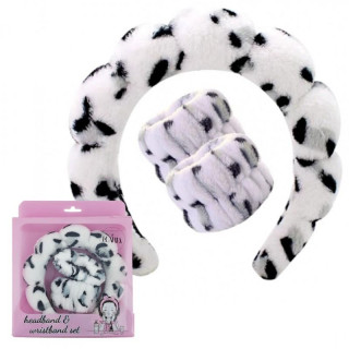 Bel komplet kozmetičnega naglavnega traku in zapestnic z vzorcem