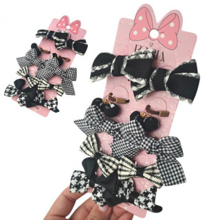 Komplet 10 črno-belih gumic - pentlji