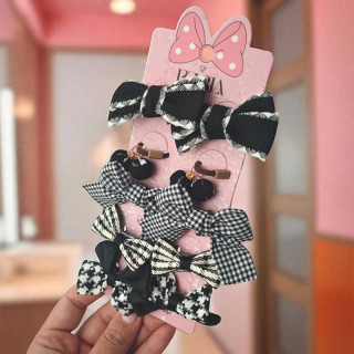 Komplet 10 črno-belih gumic - pentlji