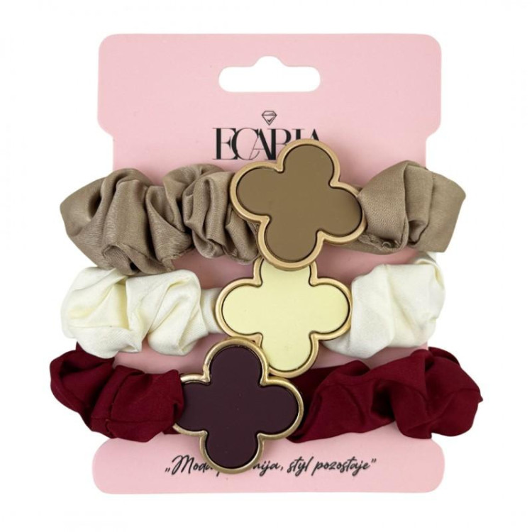 Komplet 3 nagubanih gumic z deteljico