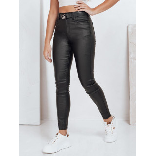 Črne ozke voskane kavbojke UY2750