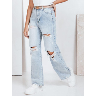 Svetlo modre široke kavbojke z luknjami UY2794