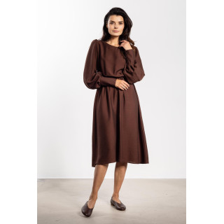 Ohlapna rjava midi obleka