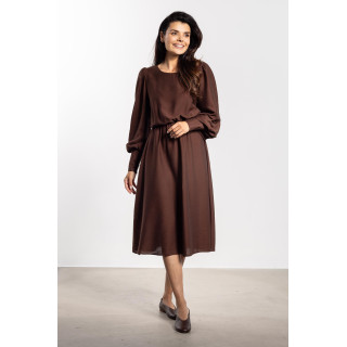 Ohlapna rjava midi obleka