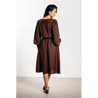 Ohlapna rjava midi obleka