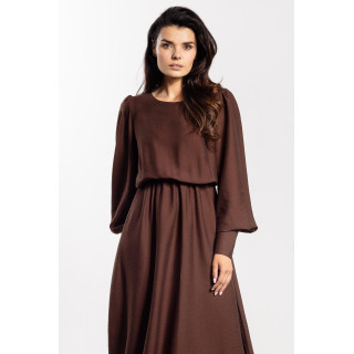 Ohlapna rjava midi obleka