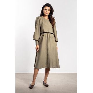 Ženska ohlapna midi obleka v barvi žajblja