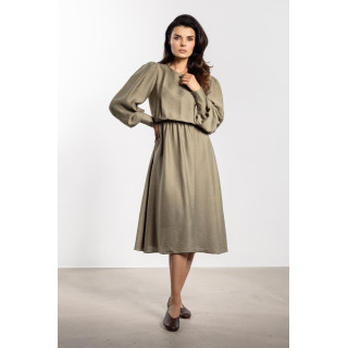 Ženska ohlapna midi obleka v barvi žajblja