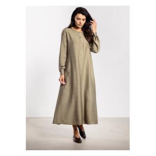 Maxi obleka s pasom v barvi žajblja