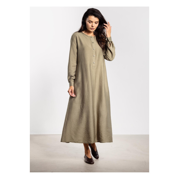 Maxi obleka s pasom v barvi žajblja