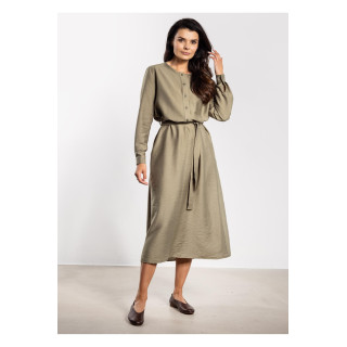 Maxi obleka s pasom v barvi žajblja