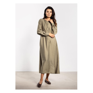 Maxi obleka s pasom v barvi žajblja