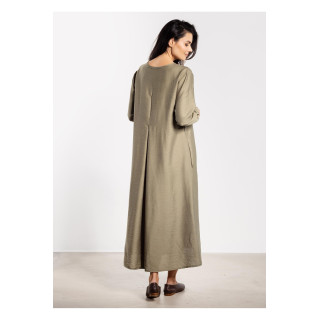 Maxi obleka s pasom v barvi žajblja