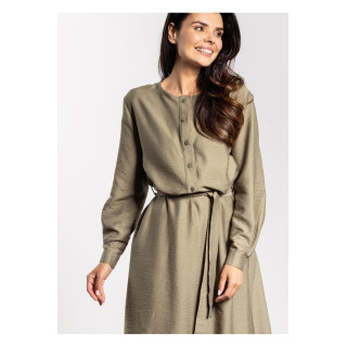 Maxi obleka s pasom v barvi žajblja