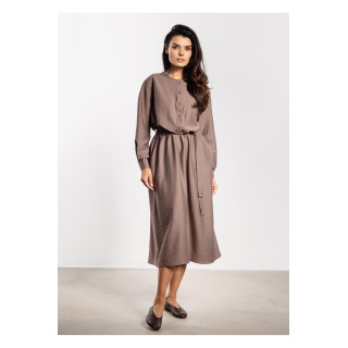 Temno bež ženska maksi obleka s pasom