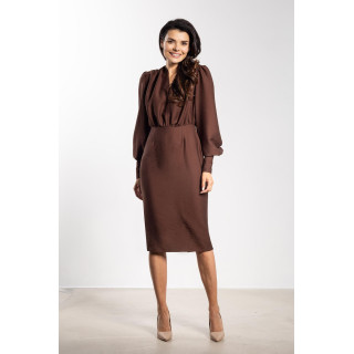 Elegantna ženska obleka v čokoladni barvi