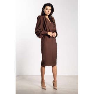 Elegantna ženska obleka v čokoladni barvi