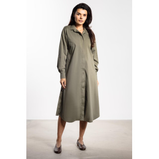 Srajčna obleka s pasom v barvi žajblja