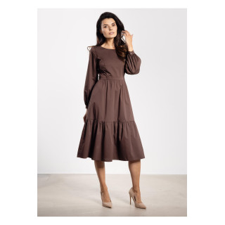 Raztegnjena rjava obleka z volančki