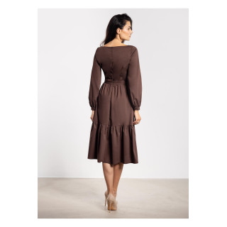 Raztegnjena rjava obleka z volančki