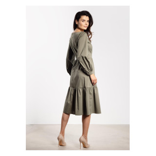 Zelena ženska obleka z naborki