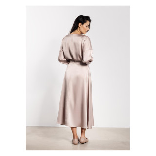 Satenasto midi krilo v bež barvi