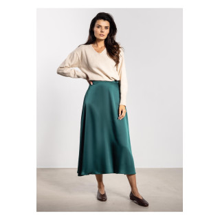 Zeleno satenasto midi krilo