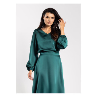 Ženska satenasta bluza v zeleni barvi