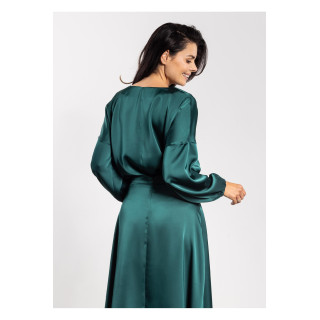 Ženska satenasta bluza v zeleni barvi