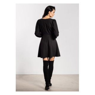 Črna mini obleka z raztegnjenim pasom