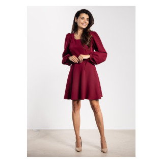 Bordo ženska mini obleka z razširjenimi rokavi