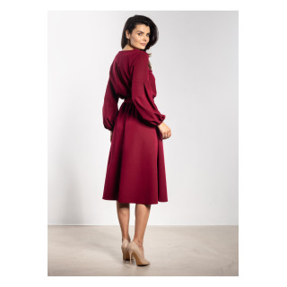 Ženska bordo midi obleka s pasom