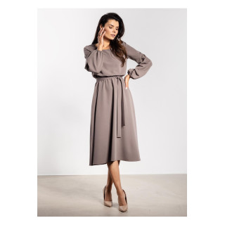 Ohlapna bež midi obleka s pasom