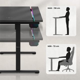 Črna električna miza Huzaro Hero 8.7 RGB LED