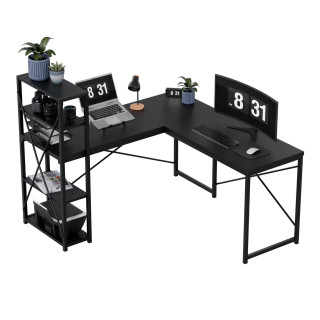 Črna kotna pisalna miza s policami Mark Adler LEADER 5.9 BLACK