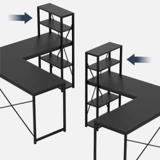 Črna kotna pisalna miza s policami Mark Adler LEADER 5.9 BLACK