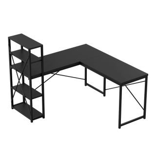 Črna kotna pisalna miza s policami Mark Adler LEADER 5.9 BLACK