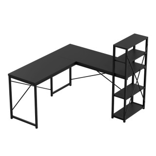 Črna kotna pisalna miza s policami Mark Adler LEADER 5.9 BLACK