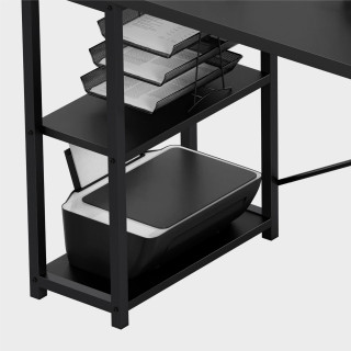 Črna kotna pisalna miza s policami Mark Adler LEADER 5.9 BLACK