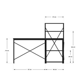 Črna kotna pisalna miza s policami Mark Adler LEADER 5.9 BLACK
