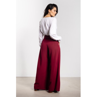 Ženske široke bordo hlače