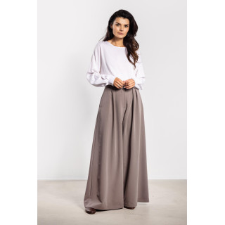 Bež široke hlače z visokim pasom